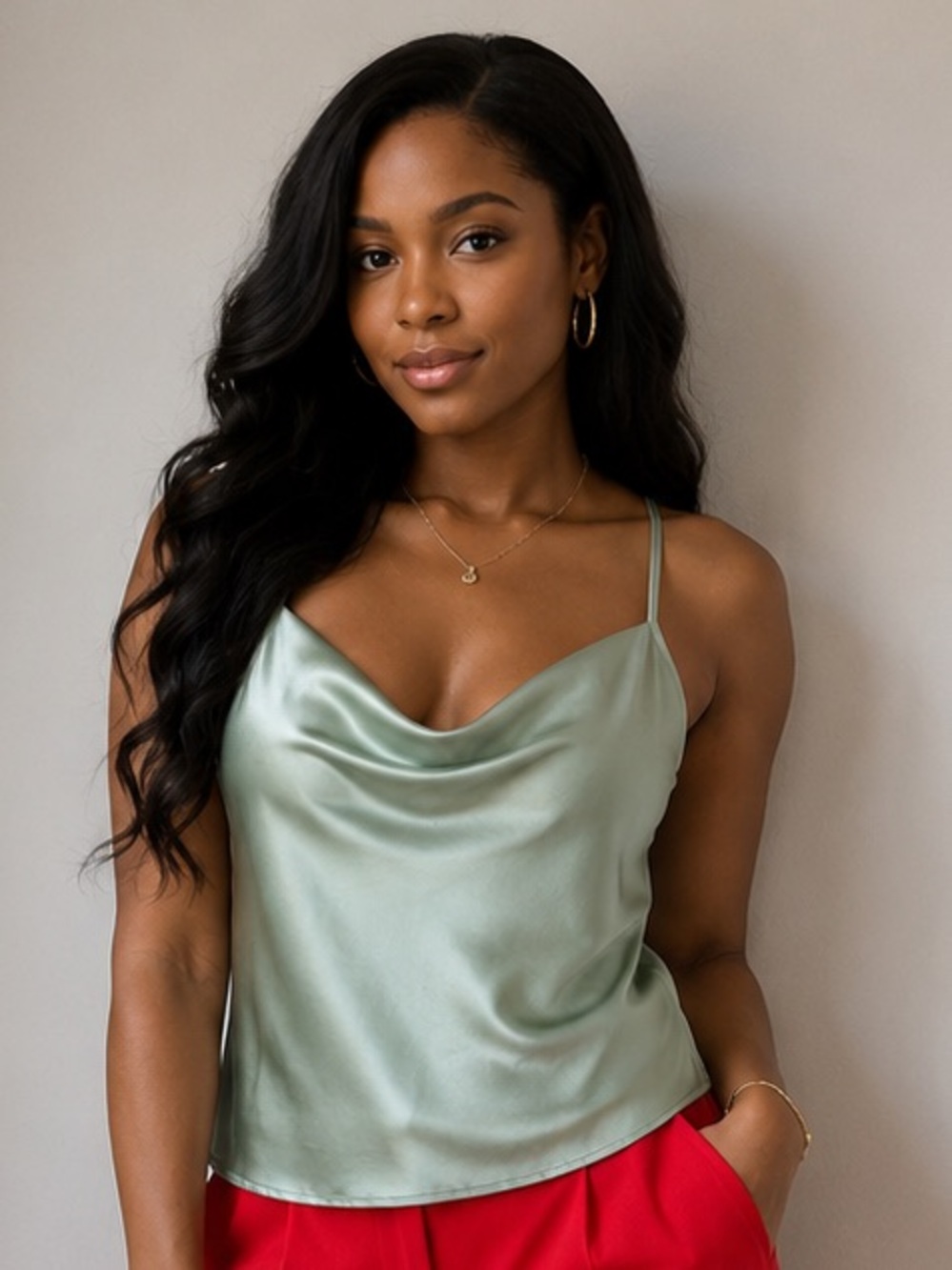 Cowl Camisole in Sage Green